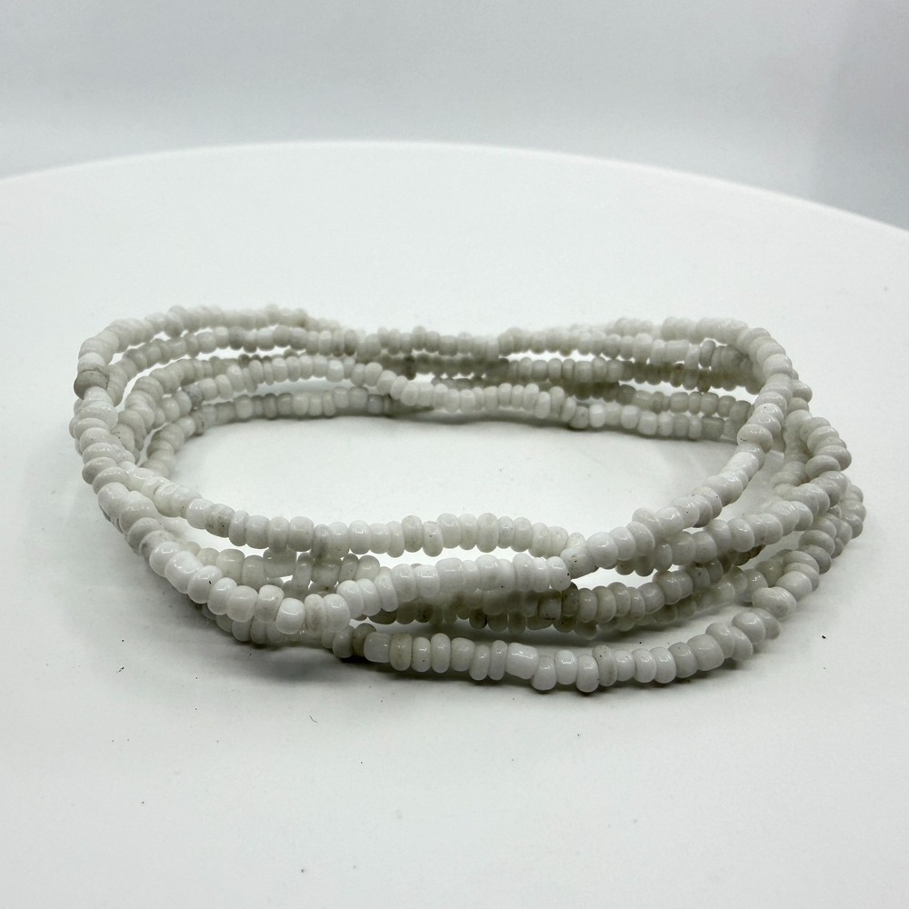Boho White Seed Bead Multi Strand Layering Stretch Bracelet Minimalist Gift